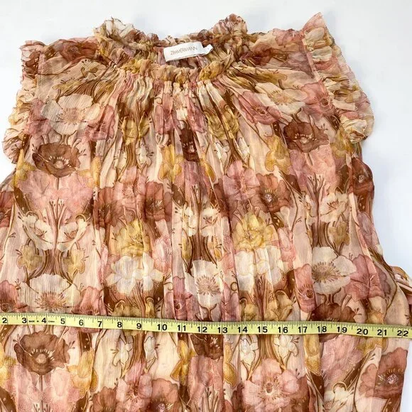 Zimmermann Tempo Flutter Midi Dress Silk Toffee Nouveau Size AU 1 US 6 - Picture 11 of 12